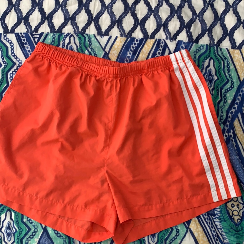 Orange adidas shorts